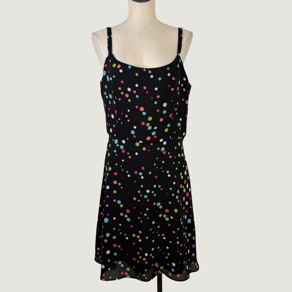 K Studio Polka Dot Dress Y2K Size 12 Pink Green Blue Black A Ling Swing Dress